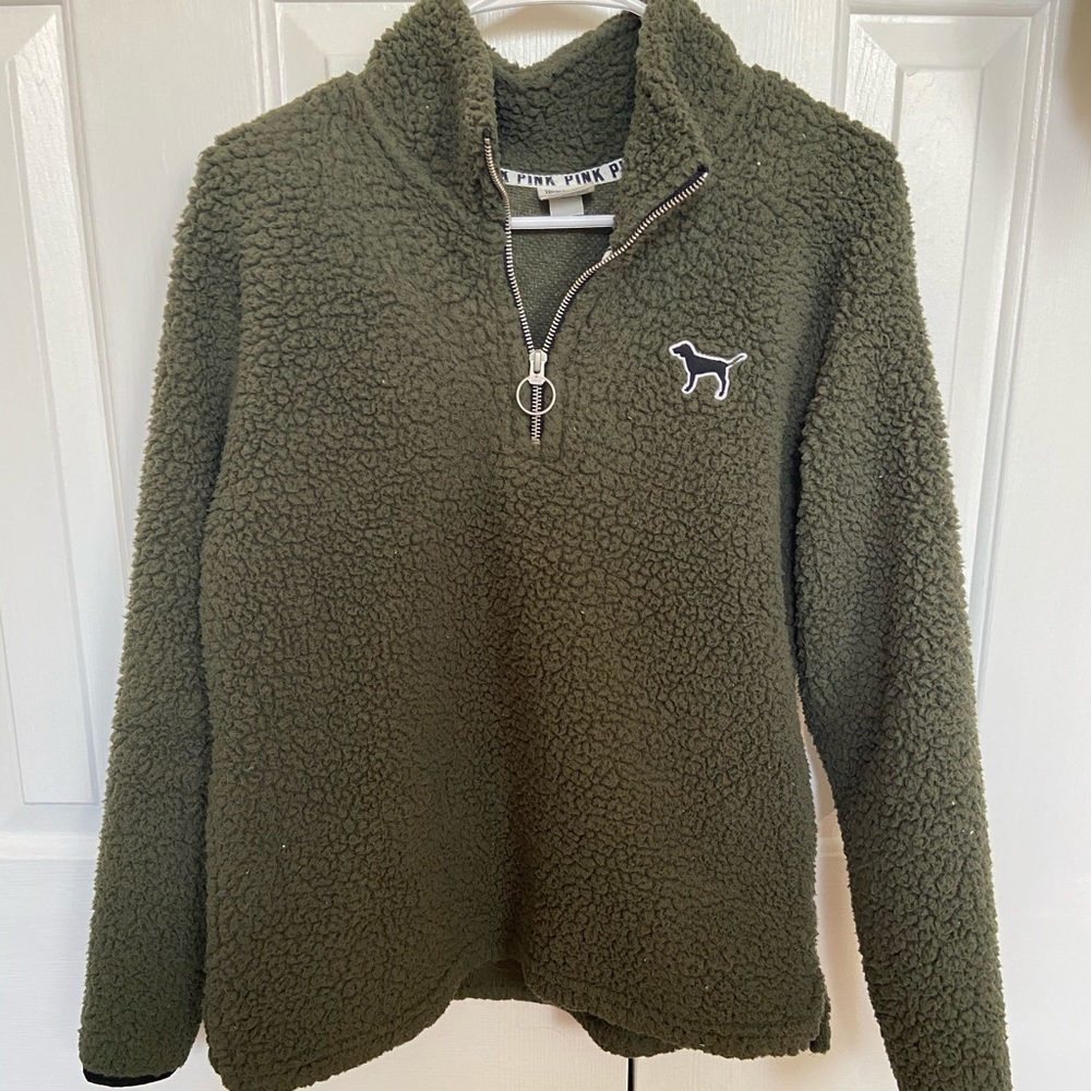pink sherpa quarter zip